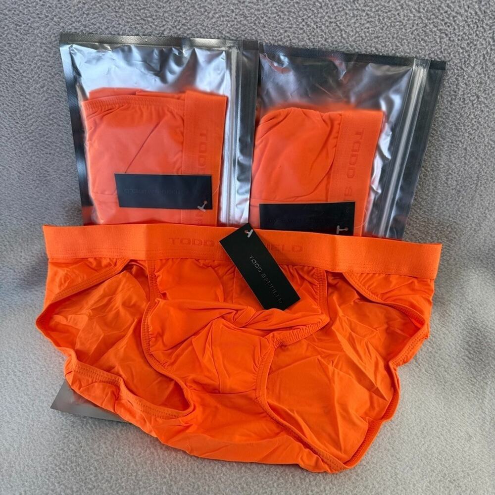 Todd Sanfield Underwear men's Medium Orange Defiant Sport Brief LOT OF 3 NEW
